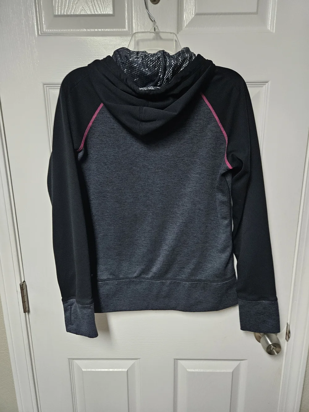 Nike Women's Dark Gray & Black Hoodie with Pink Trim